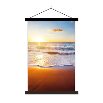 Produktbild von MuchoWow® Textilposter Strand - Meer - Sonne - Horizont 40x60 cm mit schwarzem Rahmen - Wanddekorationen