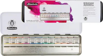 Produktbild von Schmincke Horadam Aquarell Slimline Metallkasten 12 x 1-2 Näpfchen 74 825 097
