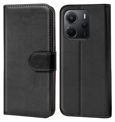Produktbild von Conie Klapp Tasche für Xiaomi Redmi Note 14 (4G) Kartenfach Rundumschutz Hülle in Schwarz