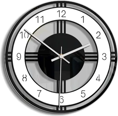 Produktbild von Minimalistische Acryl Wanduhr, Schwarz-Weiß, Leise, Küchenuhr, Wohnzimmer, Schlafzimmer