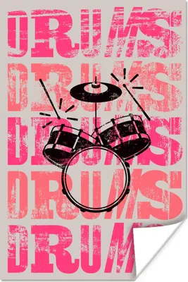 Produktbild von MuchoWow® Poster Schwarz - Trommel - Musik 40x60 cm - Plakate für die Wand - Poster Babyzimmer