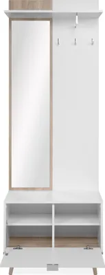 Produktbild von Kompaktgarderobe >Göteborg< in weiß / Nachbildung Sonoma Eiche - 68x195x32cm (BxHxT)