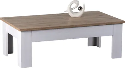 Produktbild von Couchtisch ELEGANCE in Sibiu Lärche Nb. / Absetzung San Remo hell, im Landhaussti, 1 Schubkasten, 115 cm breit