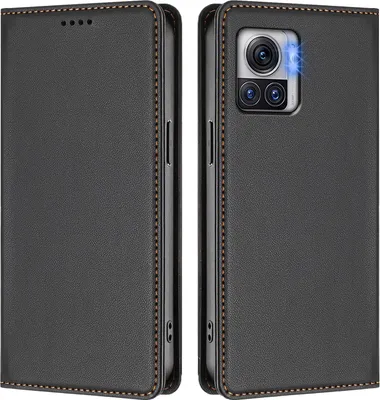 Obrázek produktu pro Kožené pouzdro pro Motorola Edge 30 Ultra/Moto X30 Pro, magnetické flipové pouzdro zPolyuretankůže se stojánkem Černá