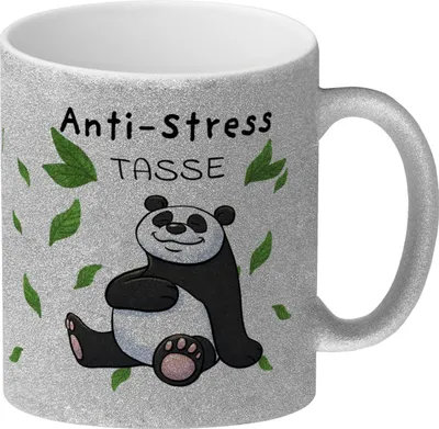Produktbild von Anti-Stress Panda Glitzer-Kaffeebecher