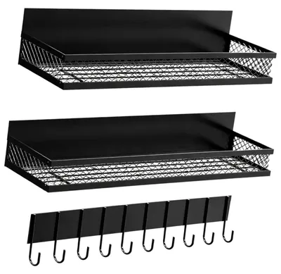 Zdjęcie produktu dla Magnetyczne półki na lodówkę, półka na przyprawy, zestaw 3 sztuk, czarne