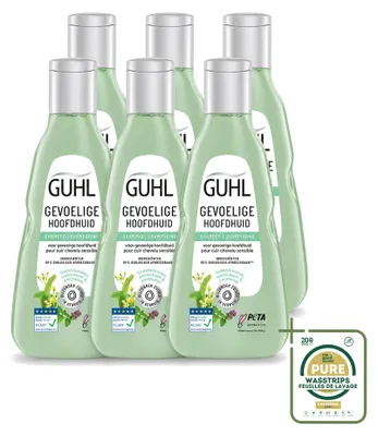 Obrázok produktu pre 6 ks šampónu Guhl pre citlivú pokožku hlavy - 250 ml - balenie s 6 kusmi