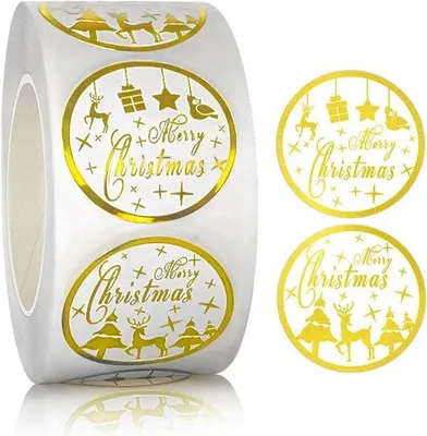 Produktbild von Famanu Weihnachtsaufkleber 500 Stück - Selbstklebende runde Etiketten 2,5 cm