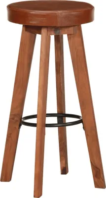 Produktbild von vidaXL Barhocker 2 Stk. Echtleder und Akazien-Massivholz