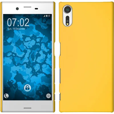Produktbild von PhoneNatic Case kompatibel mit Sony Xperia XZs - Hülle gelb gummiert Hard-case + 2 Schutzfolien