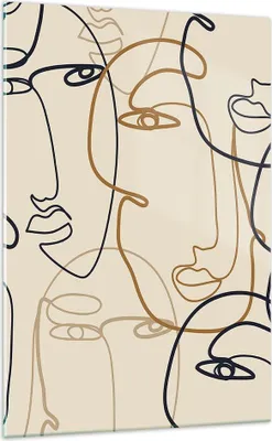 Produktbild von Bilder auf glas - Einteilig - Frau Gesicht Linie - 70x100cm - Glasbilder - Wandbilder - Bilder - zum Aufhängen bereit - Wanddekoration aus Glas - Glas Bilder - Wandbild auf Glas - GPA70x100-5109