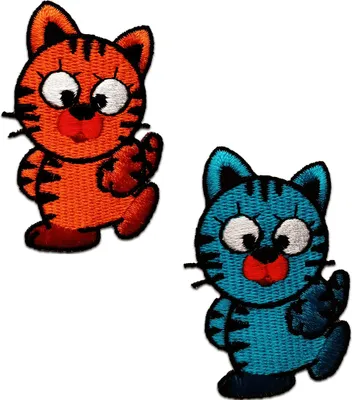Produktbild von Katze Tier - Aufnäher, Bügelbild, Aufbügler, Applikationen, Patches, Flicken, Zum Aufbügeln, Größe: 4,2 x 7 cm