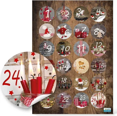 Produktbild von Adventskalenderzahlen Aufkleber 1 - 24 Zahlenaufkleber Ø 4 cm