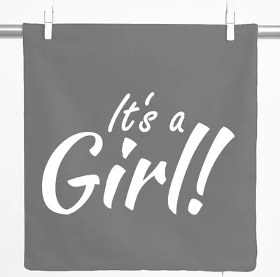 Produktbild von Huuraa Kissenbezug It`s a Girl! Schriftzug 40x40cm Steel Grey Baumwolle Dekokissenbezug Geschenkidee