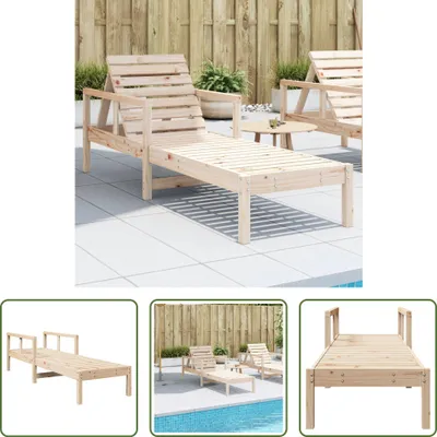 Image de The Living Store Chaise longue 199,5x62x55 cm pin massif