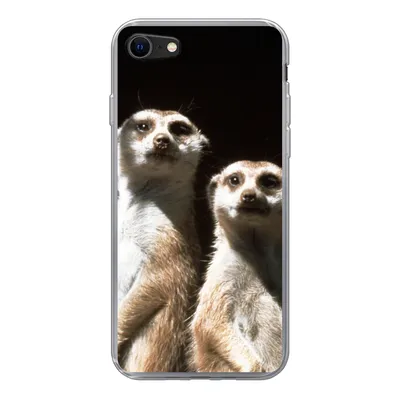Produktbild von MuchoWow® Handyhülle Schutzhülle Hülle für iPhone 7 Schwarz - Erdmännchen - Tiere Silikon Softcase Handy Hülle - Kartenhalter