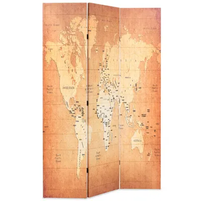 Image de vidaXL Séparation de pièce pliable 120 x 170 cm Carte du monde jaune