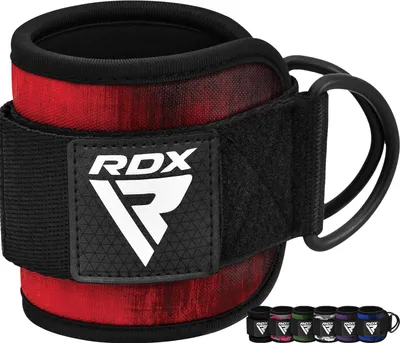 Produktbild von RDX Fußschlaufen Kabelzug Gepolstert, 7MM Neoprenstütze 10”x4”, Ankle Straps, Handgelenk wickelt Mit 2 D-Ring für Cable Machine Fitness Training Fußmanschetten Gym Gesäß Beintraining, Frauen Männer