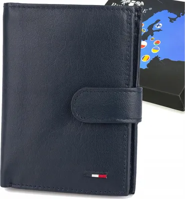 Image de Porte-monnaie élégant en cuir pour homme avec protection RFID, classique, grand, vertical, bleu marine