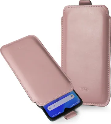 Produktbild von LURESKO LILLA 4XL Leder-Schutzhülle für Handys bis zu 7 Zoll (Rosa glatt, weißer Faden)