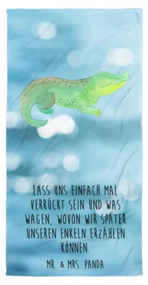 Produktbild von Mr. & Mrs. Panda Strandtuch Krokodil - Oceanblue - Geschenk, Freundin, Beste, Badehandtuch, Reisehandtuch, Krokodile, Lieblingsmensch, Großes, Duschtuch, Handtuch, Meer