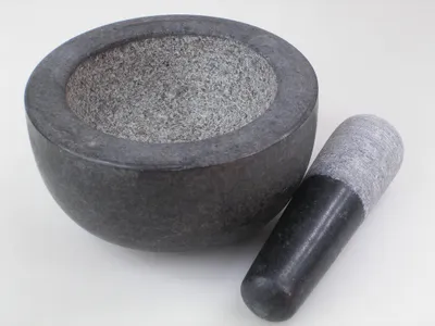 Produktbild von Stein Mörser mit Stößel [ Ø 18cm Höhe 10cm ] Gewürzmörser / Steinmörser