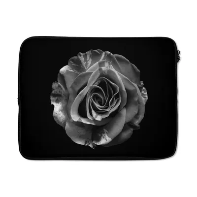 Produktbild von MuchoWow® Laptop Hülle 15 Zoll Blumen - Rose - Schwarz - Weiß - Botanisch Laptoptasche - Laptoptasche - Sleeve - Rundum-Schutz