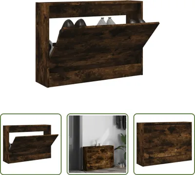Obrázek produktu pro The Living Store Botník z kouřového dubu 80x21x57 cm Materiál na bázi dřeva