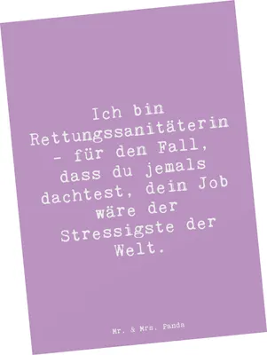 Produktbild von Mr. & Mrs. Panda Grußkarte Spruch Rettungssanitäterin - Lavendeltraum - Geschenk, Ansichtskarte, Kunstkarten, Postkarten, Beruf, Notfallmedizin, Kollegin, Ansichtskarten