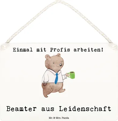Produktbild von Mr. & Mrs. Panda Deko Schild Beamter Leidenschaft DIN A6 - Weiß - Geschenk, Studium, wandtafel, wandhänger, hängeschild, Türschild, Beamtentum, Öffentlicher Dienst