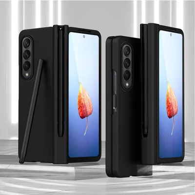 Image de Etui pour Galaxy Z Fold 4 5G, PC rigide avec protection de la charnière et porte-stylo, avec protection d'écran noir