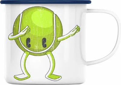 Produktbild von Trendation - Tennis Spieler Emaille Tasse Geschenk Tennis-Trainer Coach Geschenkidee (Blau)