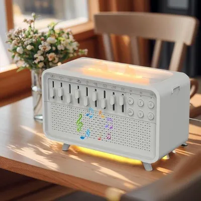 Produktbild von 4-in-1 Natuurgeluids- und Aromatherapie-Box mit 8 Sounds, Bluetooth-Lautsprecher und Luftfeuchter - ideal für Schlafzimmer, Büro und Wohnzimmer