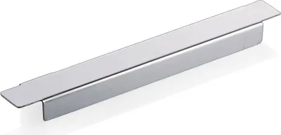 A metallic silver handle against a white background.