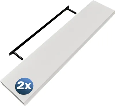 Produktbild von CASARIA® 2x Wandregal Holz Weiß Regal mit Halterung 15kg Tragkraft Hängeregal Küche Wohnzimmer Flur Wand Schweberegal Bücherregal Regalbrett Schwebend Matt 110cm