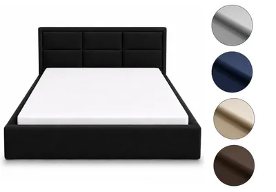 Produktbild von Polsterbett Barcelona 160x200 cm Schwarz Samt mit Stauraum und gepolstertem Kopfteil – modernes Doppelbett mit Bettkasten, stabil & stilvoll