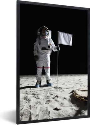 Produktbild von MuchoWow® Gerahmtes Poster Mond - Weltraum - Astronaut 20x30 cm - Poster mit Schwarzem Bilderrahmen Wandposter Rahmen Foto Bilder - Drucken - Bilder Poster im Rahmen