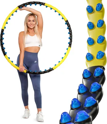 Produktbild von Hop-Sport Hula Hoop Reifen Erwachsene mit 80 Massage Noppen - Hoola Hoop zum Abnehmen, 8 verstellbare Teile, 110cm Durchmesser