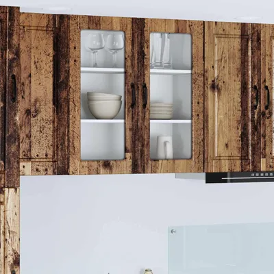 Produktbild von vidaXL Wandglas-Schrank PORTO Altholz 80 x 31 x 80 cm Holzwerkstoff