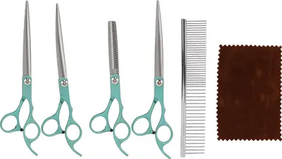 Immagine prodotto di Set di forbici per animali domestici, 17,8 cm, vernice colorata, set per rifilare il pelo di coniglio, verde