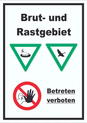 Produktbild von Brut- und Rastgebiet Betreten verboten hochkant Schild A3 Rückseite selbstklebend