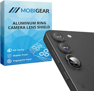 Produktbild von Mobigear Single  Samsung Galaxy S23 Panzerglas Gehärtetes Glas Kameralinsen Schutz - Hüllenfreundlich - Schwarz