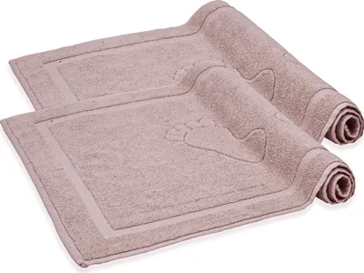 Produktbild von Komfortec Badvorleger Set 2 Teilig, Frottee Duschvorleger, Waschbar Duschmatte & Badteppich, 800 g/m² &100% Baumwolle, Saugfähig & Schnelltrocknend, 50 x 80 cm, Blütenrosa