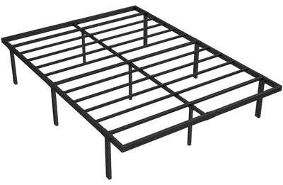 Obrázek produktu pro Kovová postel 140x200 cm s úložným prostorem | Barva: Černá | Rozměry: 141x200,5x35,5 cm