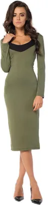 Immagine prodotto di Donna Kleid lang 2 Farbig Elegante Langarmkleid; Khaki/M/L 38/40