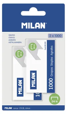 Produktbild von Blisterpackung 2 Boxen 1000 Heftklammern 24/6 MILAN®