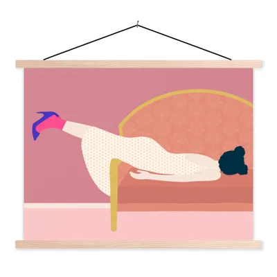 Produktbild von MuchoWow® Textilposter Vintage - Frauen - Pastell 40x30 cm mit holzfarbenen Rahmen - Bilder