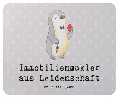 Produktbild von Mr. & Mrs. Panda Mouse Pad Immobilienmakler Leidenschaft - Grau Pastell - Geschenk, laptop mousepad, Mauspad, Lustig, Ausbildung, pc, computermatte, Spruch