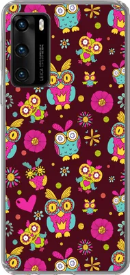 Produktbild von MuchoWow® Handyhülle Schutzhülle Hülle für Telefoonhoesje Huawei P40 Mädchen - Eule - Schokolade - Muster - Mädchen - Kind - Kinder Silikon Softcase Handy Hülle - Handytasche