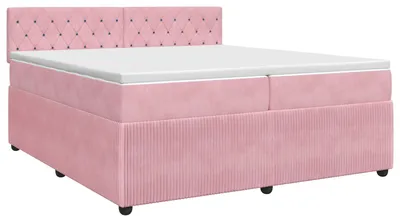Zdjęcie produktu dla Łóżko kontynentalne z materacem różowy 200 x 200 cm Welur